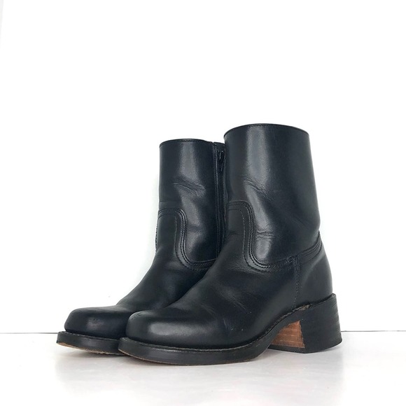 Frye Shoes - Frye Campus Short Black Square Toe Zip Ankle Boots Women’s 6 Shoes